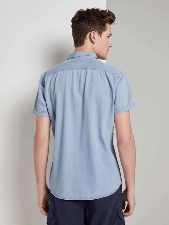 Short-sleeved denim shirt - Men - Bleached Blue Denim Short-sleeved denim shirt - Men - Bleached Blue Denim - 2 - TOM TAILOR Denim