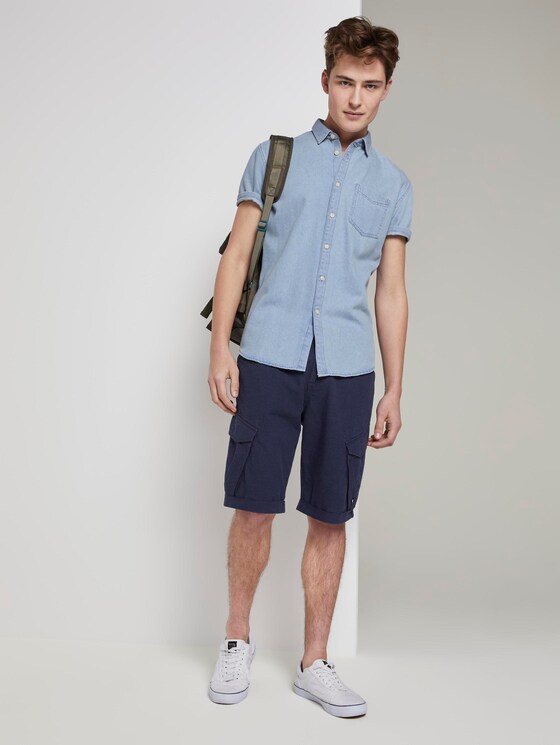 Short-sleeved denim shirt - Men - Bleached Blue Denim Short-sleeved denim shirt - Men - Bleached Blue Denim - 3 - TOM TAILOR Denim