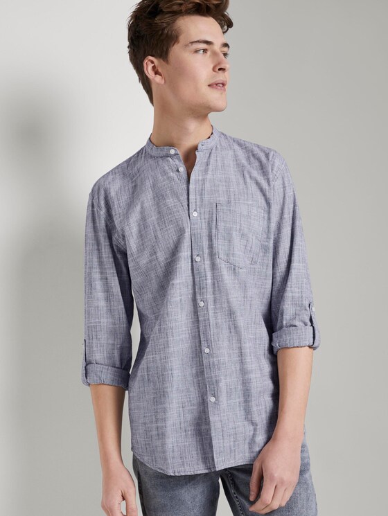 Strukturiertes Hemd mit Turn-Ups - Männer - Sky Captain Blue Strukturiertes Hemd mit Turn-Ups - Männer - Sky Captain Blue - 5 - TOM TAILOR Denim
