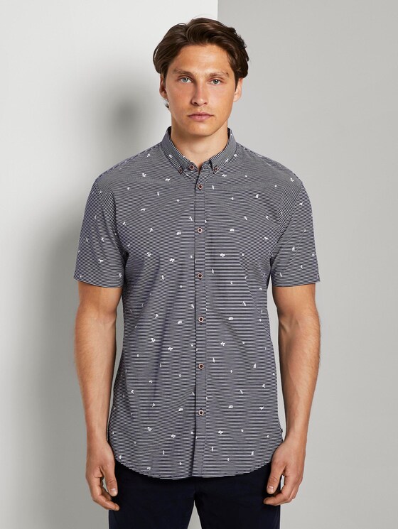 Gepunktetes Hemd - Männer - navy yd stripe mini print Gepunktetes Hemd - Männer - navy yd stripe mini print - 1 - TOM TAILOR Denim
