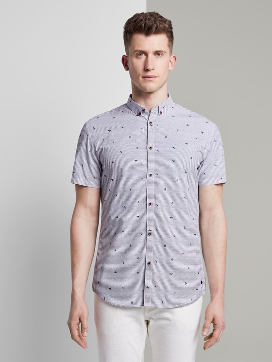 Gepunktetes Hemd - Männer - white blue stripe mini print Gepunktetes Hemd - Männer - white blue stripe mini print - 1 - TOM TAILOR Denim