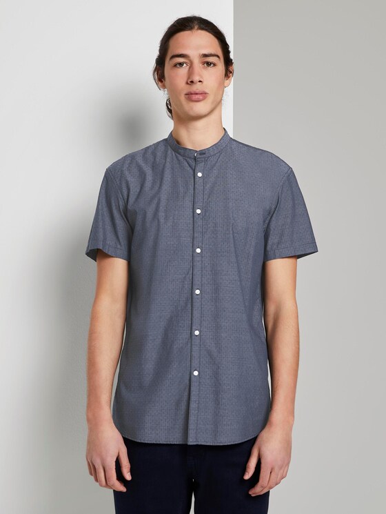 Hemd mit Stehkragen - Männer - navy dobby dot structure Hemd mit Stehkragen - Männer - navy dobby dot structure - 1 - TOM TAILOR Denim