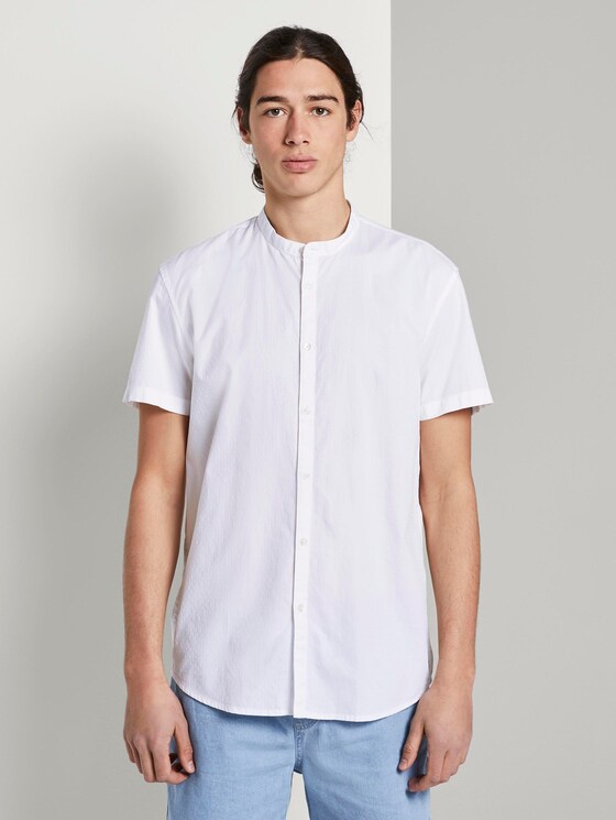 Hemd mit Stehkragen - Männer - white dobby dot structure Hemd mit Stehkragen - Männer - white dobby dot structure - 1 - TOM TAILOR Denim
