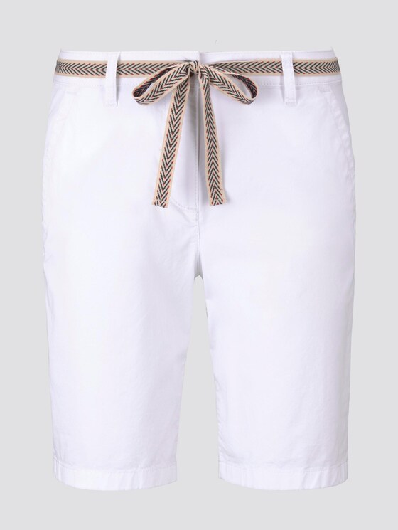 Relaxed Chino Bermuda Shorts mit Stoffgürtel - Frauen - White Relaxed Chino Bermuda Shorts mit Stoffgürtel - Frauen - White - 7 - TOM TAILOR