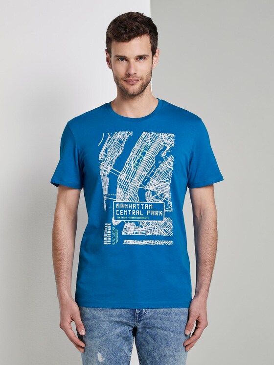 T-Shirt mit NYC-Print - Männer - Electric Teal Blue T-Shirt mit NYC-Print - Männer - Electric Teal Blue - 1 - TOM TAILOR