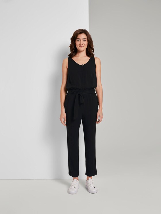 Ärmelloser Jumpsuit mit elastischem Taillenbund - Frauen - Deep Black Ärmelloser Jumpsuit mit elastischem Taillenbund - Frauen - Deep Black - 1 - TOM TAILOR