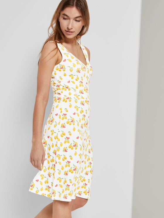 Gemustertes Jerseykleid mit Wickeldetail - Frauen - offwhite fruit minimal Gemustertes Jerseykleid mit Wickeldetail - Frauen - offwhite fruit minimal - 5 - TOM TAILOR