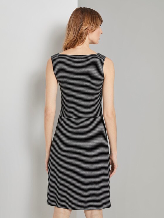 Patterned Jersey dress with wrap detail - Women - black thin stripes Patterned Jersey dress with wrap detail - Women - black thin stripes - 2 - TOM TAILOR