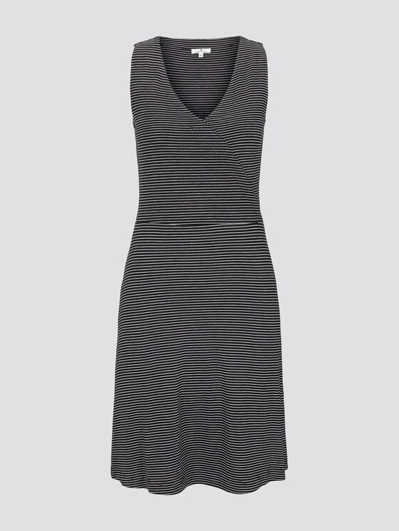 Patterned Jersey dress with wrap detail - Women - black thin stripes Patterned Jersey dress with wrap detail - Women - black thin stripes - 7 - TOM TAILOR