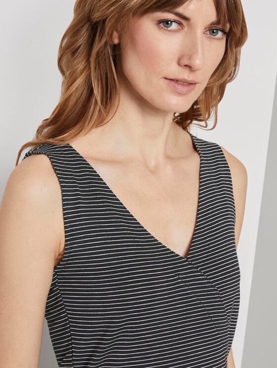 Patterned Jersey dress with wrap detail - Women - black thin stripes Patterned Jersey dress with wrap detail - Women - black thin stripes - 9 - TOM TAILOR