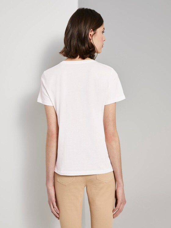 Basic T-Shirt mit kleinem Print - Frauen - wonder white Basic T-Shirt mit kleinem Print - Frauen - wonder white - 2 - TOM TAILOR