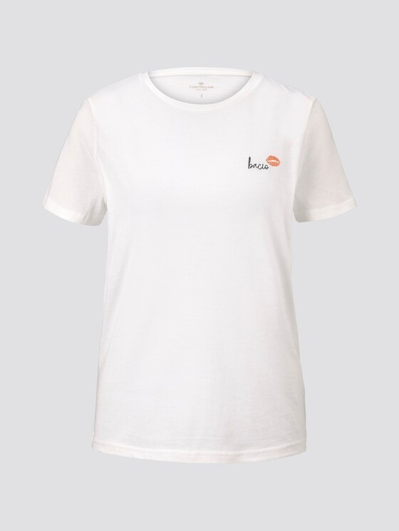 Basic T-Shirt mit kleinem Print - Frauen - wonder white Basic T-Shirt mit kleinem Print - Frauen - wonder white - 7 - TOM TAILOR