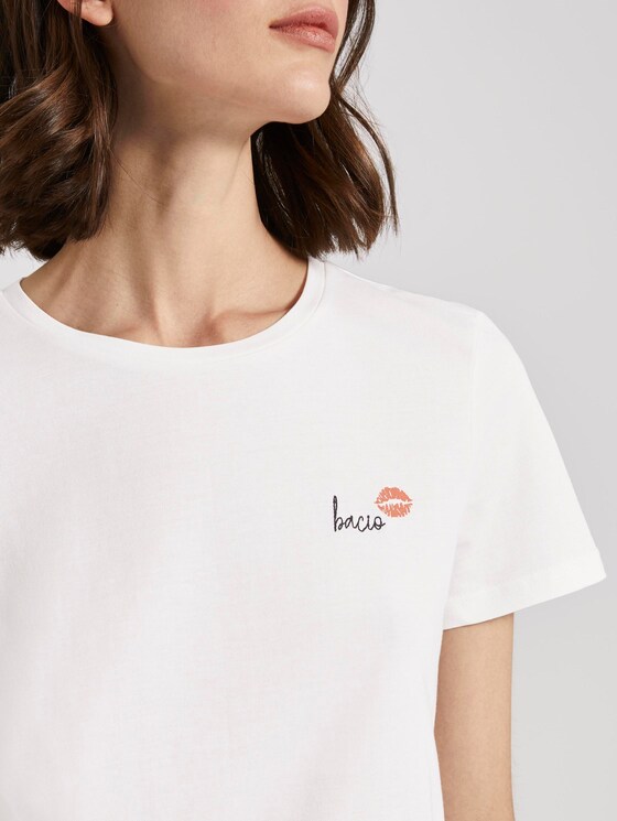 Basic T-Shirt mit kleinem Print - Frauen - wonder white Basic T-Shirt mit kleinem Print - Frauen - wonder white - 9 - TOM TAILOR