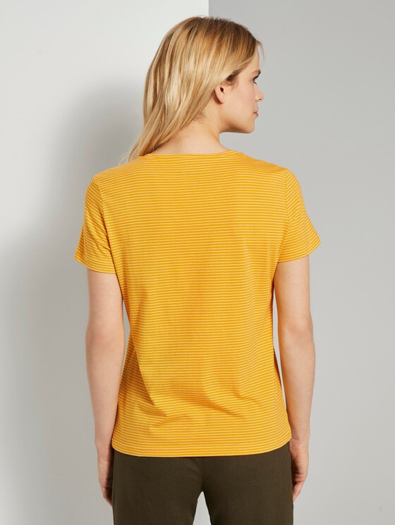 Basic T-shirt with a small print - Women - yellow thin stripes Basic T-shirt with a small print - Women - yellow thin stripes - 2 - TOM TAILOR