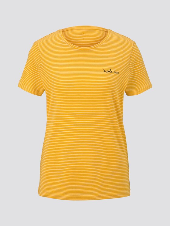 Basic T-shirt with a small print - Women - yellow thin stripes Basic T-shirt with a small print - Women - yellow thin stripes - 7 - TOM TAILOR