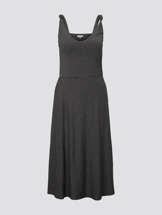Gestreiftes Midi-Trägerkleid mit Knotendetail - Frauen - black thin stripes Gestreiftes Midi-Trägerkleid mit Knotendetail - Frauen - black thin stripes - 7 - TOM TAILOR