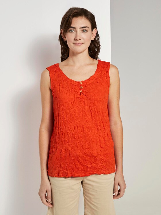 Crincle-Top mit Knopfverschluss - Frauen - strong flame orange Crincle-Top mit Knopfverschluss - Frauen - strong flame orange - 1 - TOM TAILOR