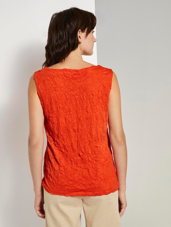 Crincle-Top mit Knopfverschluss - Frauen - strong flame orange Crincle-Top mit Knopfverschluss - Frauen - strong flame orange - 2 - TOM TAILOR