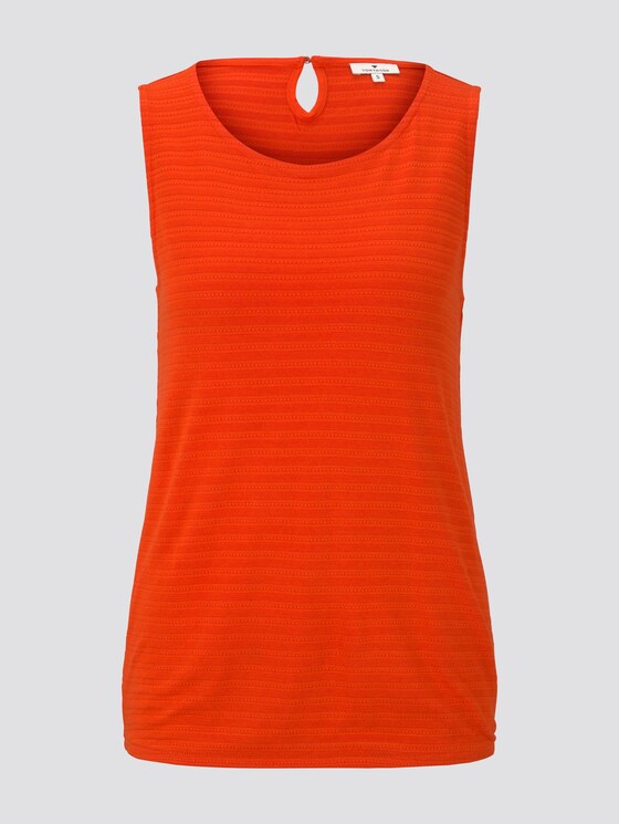 Textured top with an elastic waistband - Women - strong flame orange Textured top with an elastic waistband - Women - strong flame orange - 7 - TOM TAILOR