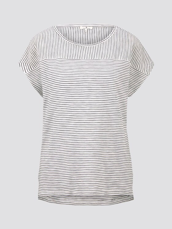 Striped T-shirt with short slits - Women - offwhite thin stripes Striped T-shirt with short slits - Women - offwhite thin stripes - 7 - TOM TAILOR