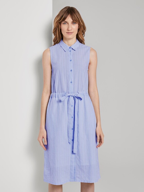 Ärmelloses Hemdkleid mit Streifenmuster - Frauen - blue dobby stripe Ärmelloses Hemdkleid mit Streifenmuster - Frauen - blue dobby stripe - 1 - TOM TAILOR