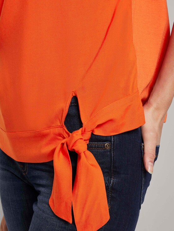 T-Shirt mit Knotendetail im Material-Mix - Frauen - strong flame orange T-Shirt mit Knotendetail im Material-Mix - Frauen - strong flame orange - 10 - TOM TAILOR
