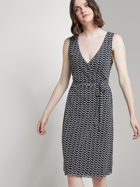Gemustertes Mesh-Kleid in Wickeloptik - Frauen - navy dot design Gemustertes Mesh-Kleid in Wickeloptik - Frauen - navy dot design - 5 - TOM TAILOR