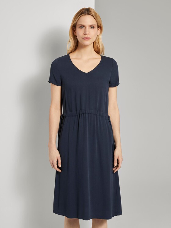 Strukturiertes Kleid mit Tunnelzug - Frauen - Sky Captain Blue Strukturiertes Kleid mit Tunnelzug - Frauen - Sky Captain Blue - 1 - TOM TAILOR