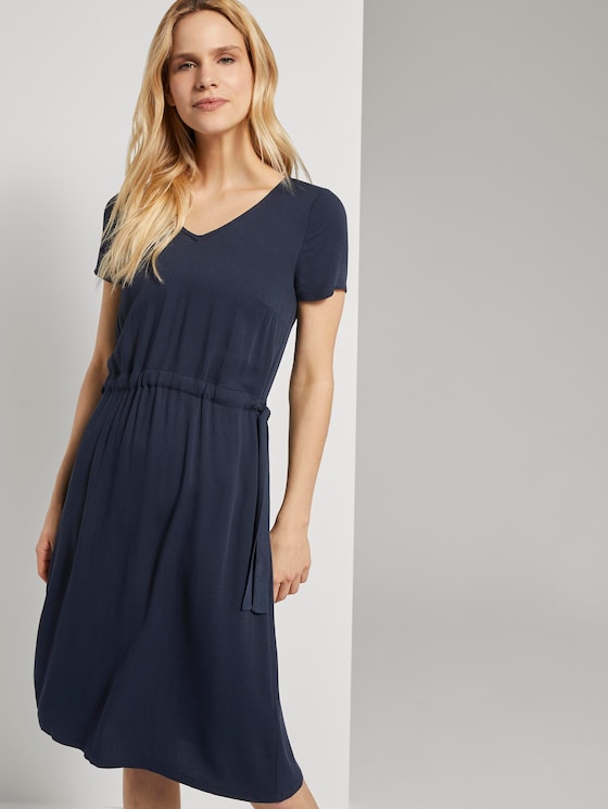 Strukturiertes Kleid mit Tunnelzug - Frauen - Sky Captain Blue Strukturiertes Kleid mit Tunnelzug - Frauen - Sky Captain Blue - 5 - TOM TAILOR