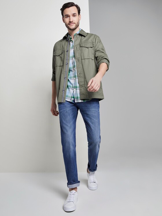 Kariertes Kurzarmhemd mit Brusttasche - Männer - green blue fil a fil check Kariertes Kurzarmhemd mit Brusttasche - Männer - green blue fil a fil check - 3 - TOM TAILOR