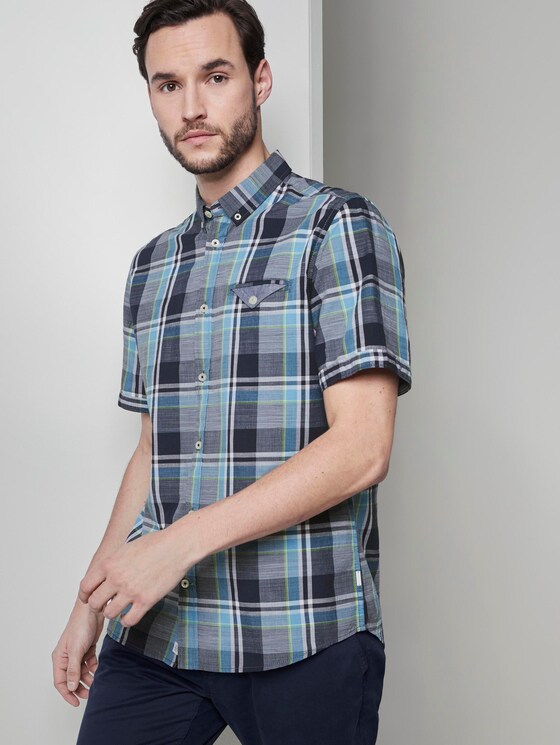 Kariertes Kurzarmhemd mit Brusttasche - Männer - navy blue fil a fil check Kariertes Kurzarmhemd mit Brusttasche - Männer - navy blue fil a fil check - 5 - TOM TAILOR