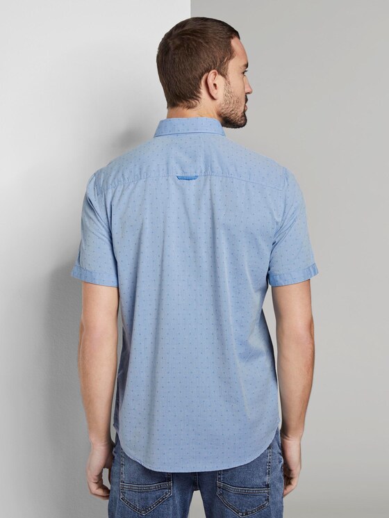 Gemustertes Kurzarmhemd mit Brusttaschen - Männer - blue white with dobby twill Gemustertes Kurzarmhemd mit Brusttaschen - Männer - blue white with dobby twill - 2 - TOM TAILOR