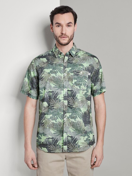 Kurzarmhemd mit tropischem Print - Männer - green leaf design Kurzarmhemd mit tropischem Print - Männer - green leaf design - 1 - TOM TAILOR