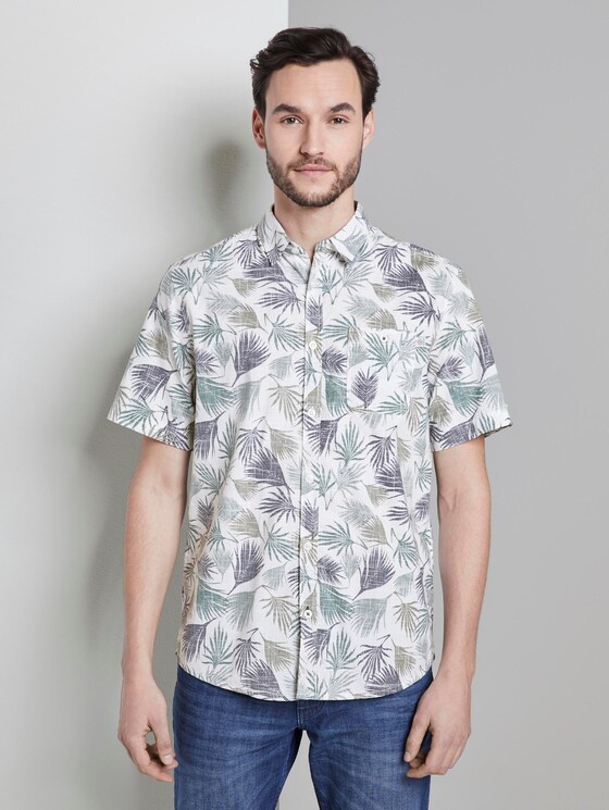 Kurzarmhemd mit tropischem Print - Männer - small palm tree leaf design Kurzarmhemd mit tropischem Print - Männer - small palm tree leaf design - 1 - TOM TAILOR