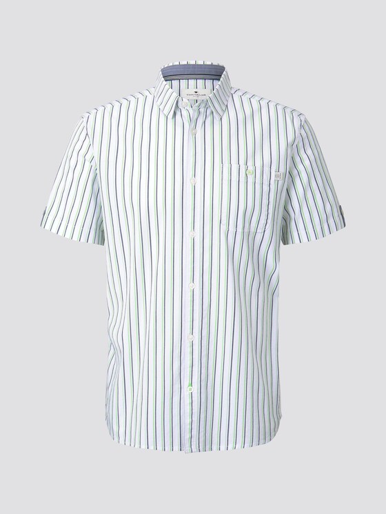Gestreiftes Kurzarmhemd mit Brusttasche - Männer - white green navy stripe Gestreiftes Kurzarmhemd mit Brusttasche - Männer - white green navy stripe - 7 - TOM TAILOR