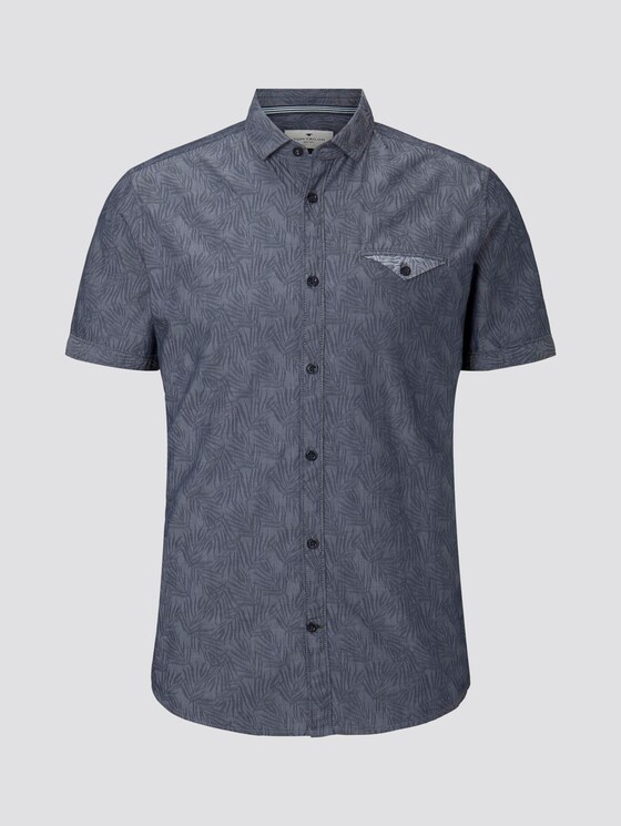 Gemustertes Kurzarmhemd mit Haifischkragen - Männer - navy leaf design Gemustertes Kurzarmhemd mit Haifischkragen - Männer - navy leaf design - 7 - TOM TAILOR