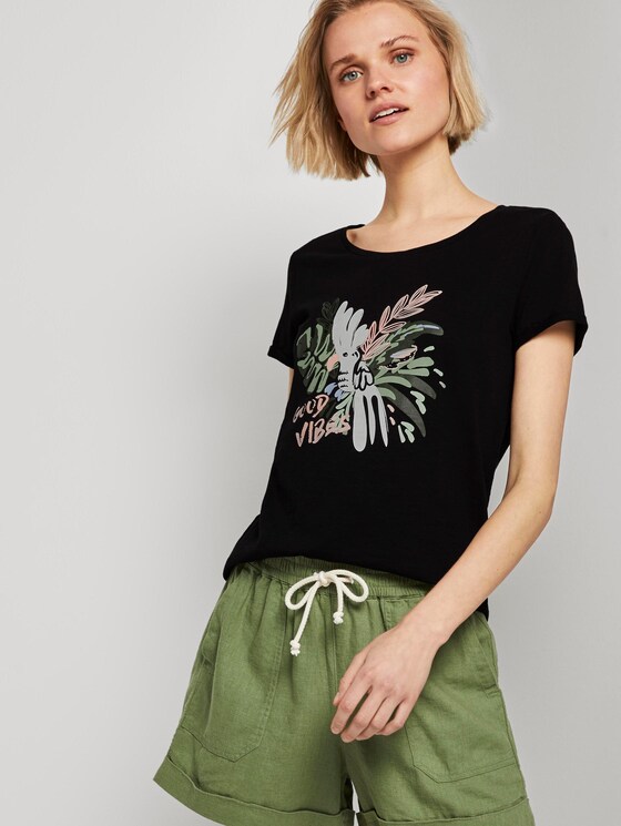 T-Shirt mit Brustprint - Frauen - Deep Black T-Shirt mit Brustprint - Frauen - Deep Black - 5 - TOM TAILOR Denim