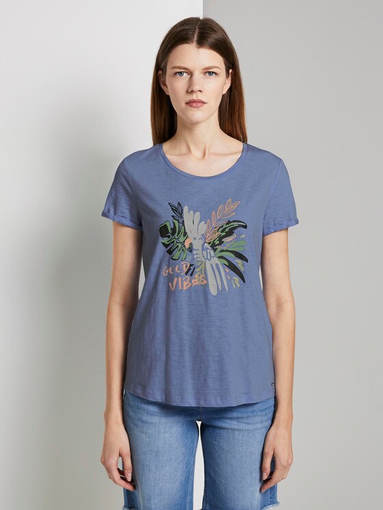 T-Shirt mit Brustprint - Frauen - fresh light blue T-Shirt mit Brustprint - Frauen - fresh light blue - 1 - TOM TAILOR Denim