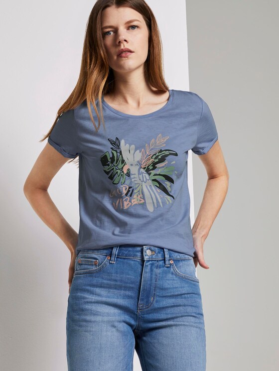 T-Shirt mit Brustprint - Frauen - fresh light blue T-Shirt mit Brustprint - Frauen - fresh light blue - 5 - TOM TAILOR Denim