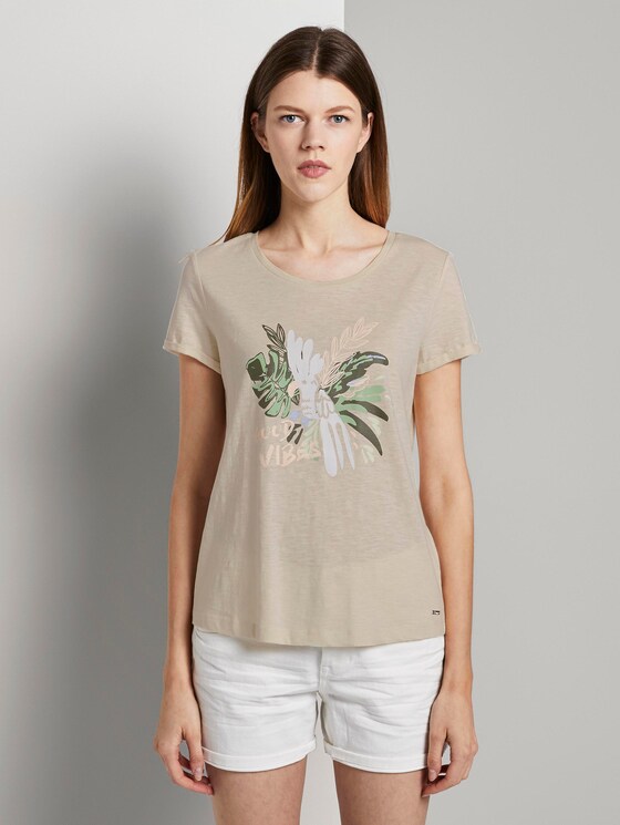 T-Shirt mit Brustprint - Frauen - soft creme beige T-Shirt mit Brustprint - Frauen - soft creme beige - 1 - TOM TAILOR Denim