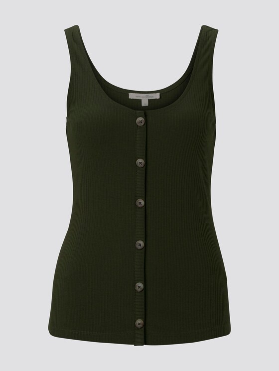 Ribbed top with a button tab - Women - Dusty Rifle Green Ribbed top with a button tab - Women - Dusty Rifle Green - 7 - TOM TAILOR Denim
