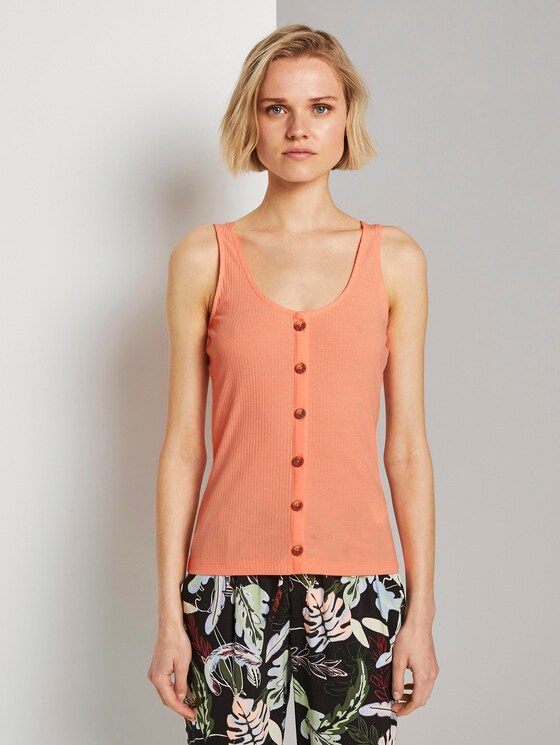 Ripp-Top mit Knopfleiste - Frauen - papaya neon orange Ripp-Top mit Knopfleiste - Frauen - papaya neon orange - 1 - TOM TAILOR Denim