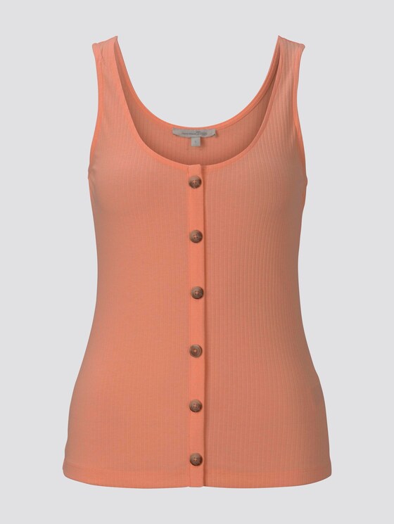 Ripp-Top mit Knopfleiste - Frauen - papaya neon orange Ripp-Top mit Knopfleiste - Frauen - papaya neon orange - 7 - TOM TAILOR Denim