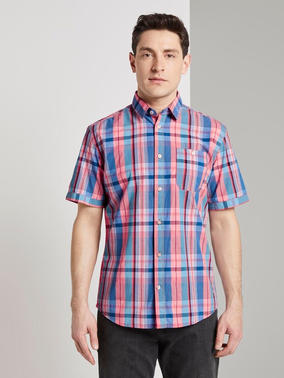 Checked shirt - Men - orange blue colourful check Checked shirt - Men - orange blue colourful check - 1 - TOM TAILOR