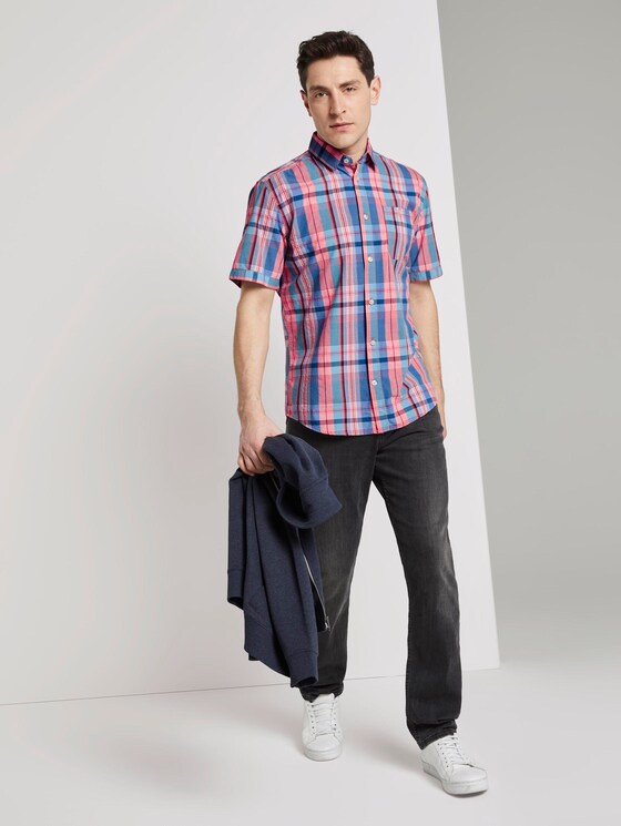 Checked shirt - Men - orange blue colourful check Checked shirt - Men - orange blue colourful check - 3 - TOM TAILOR