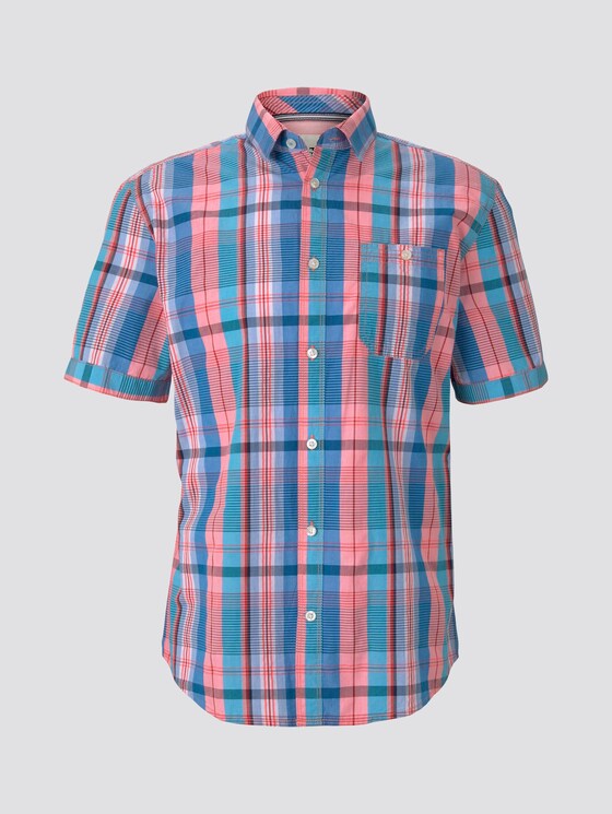 Checked shirt - Men - orange blue colourful check Checked shirt - Men - orange blue colourful check - 7 - TOM TAILOR