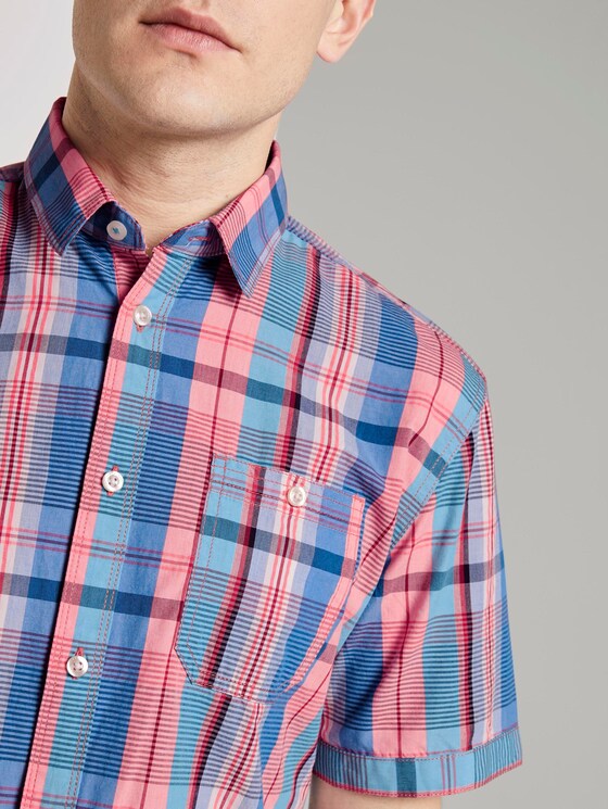 Checked shirt - Men - orange blue colourful check Checked shirt - Men - orange blue colourful check - 9 - TOM TAILOR