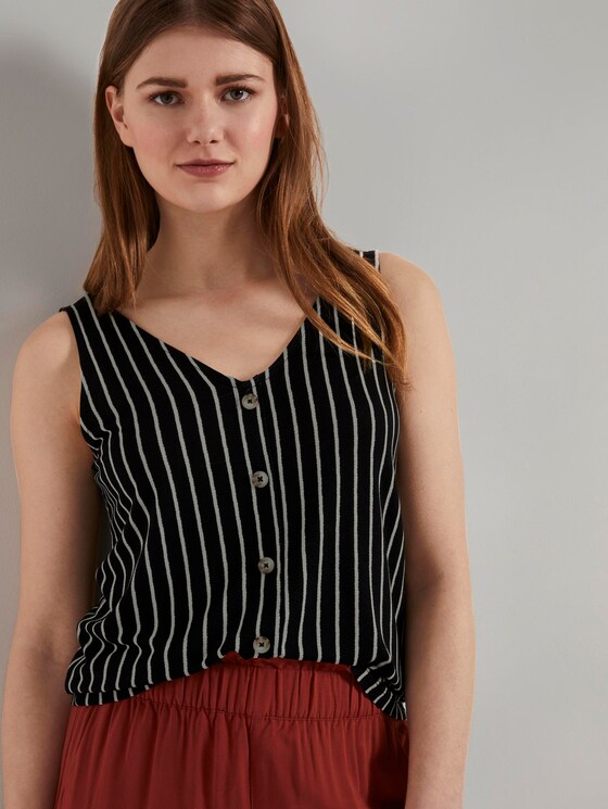 Gestreiftes Top mit Knopfleiste - Frauen - black white stripe Gestreiftes Top mit Knopfleiste - Frauen - black white stripe - 5 - TOM TAILOR Denim