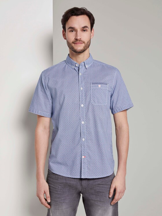 Gemustertes Hemd - Männer - blue orange minimal design Gemustertes Hemd - Männer - blue orange minimal design - 1 - TOM TAILOR