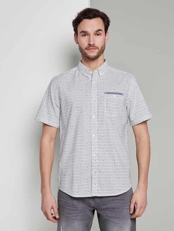Gemustertes Hemd - Männer - white navy diamond design Gemustertes Hemd - Männer - white navy diamond design - 1 - TOM TAILOR